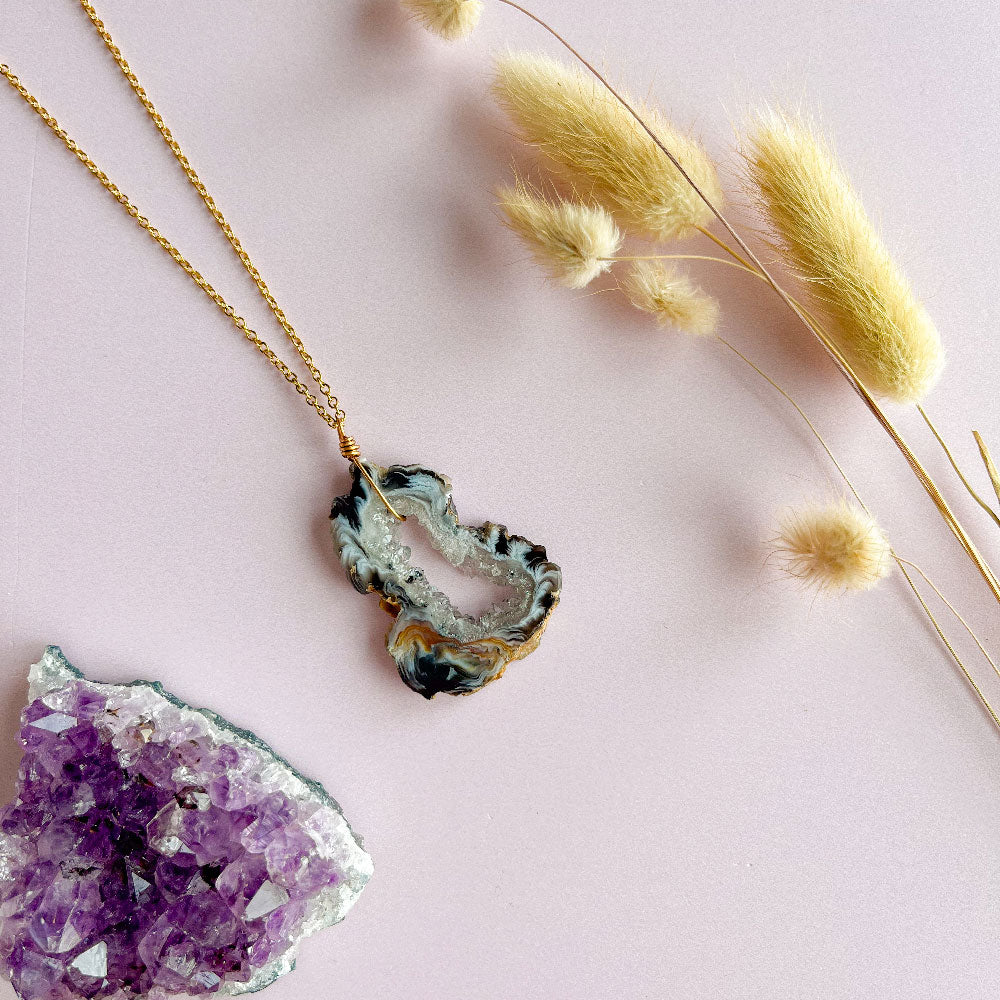 Agaat ketting - goud (one of a kind)