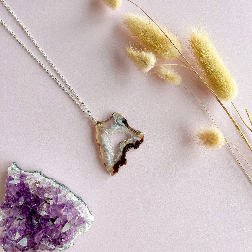Agaat ketting - zilver (one of a kind)