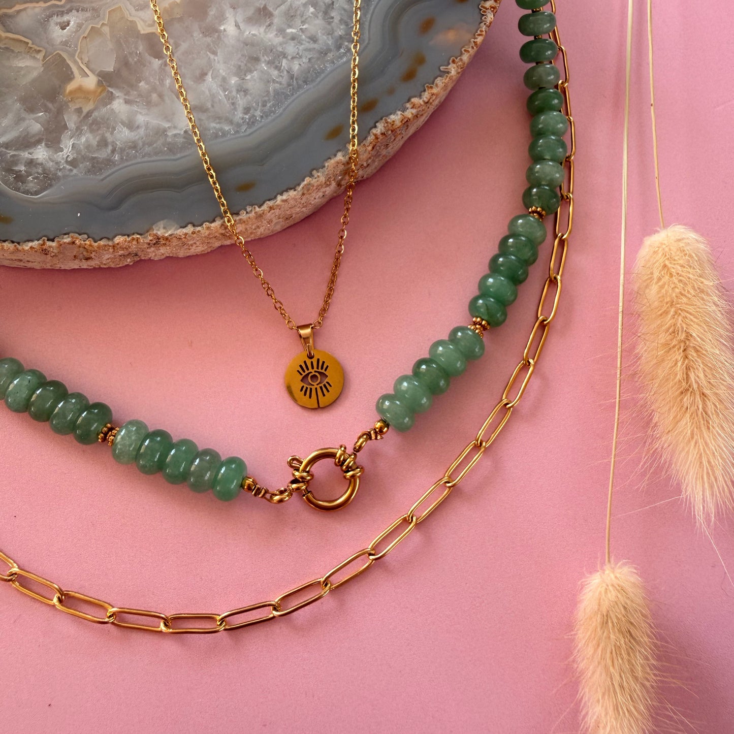 Nyla ketting goud - aventurijn - growth energy