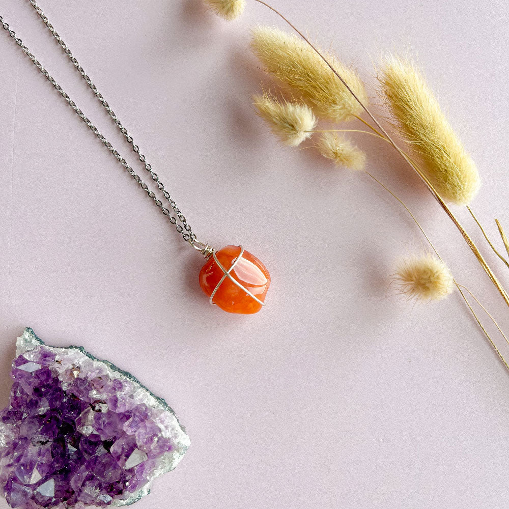 Carneool ketting - zilver (one of a kind)