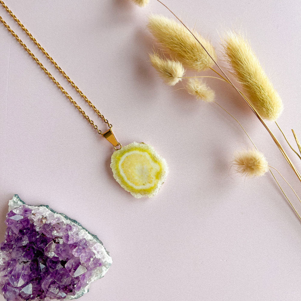 Agaat ketting geel - goud (one of a kind)