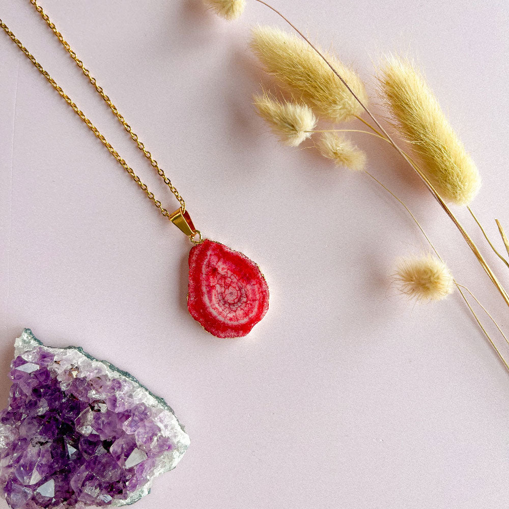 Agaat ketting rood 2 - goud (one of a kind)
