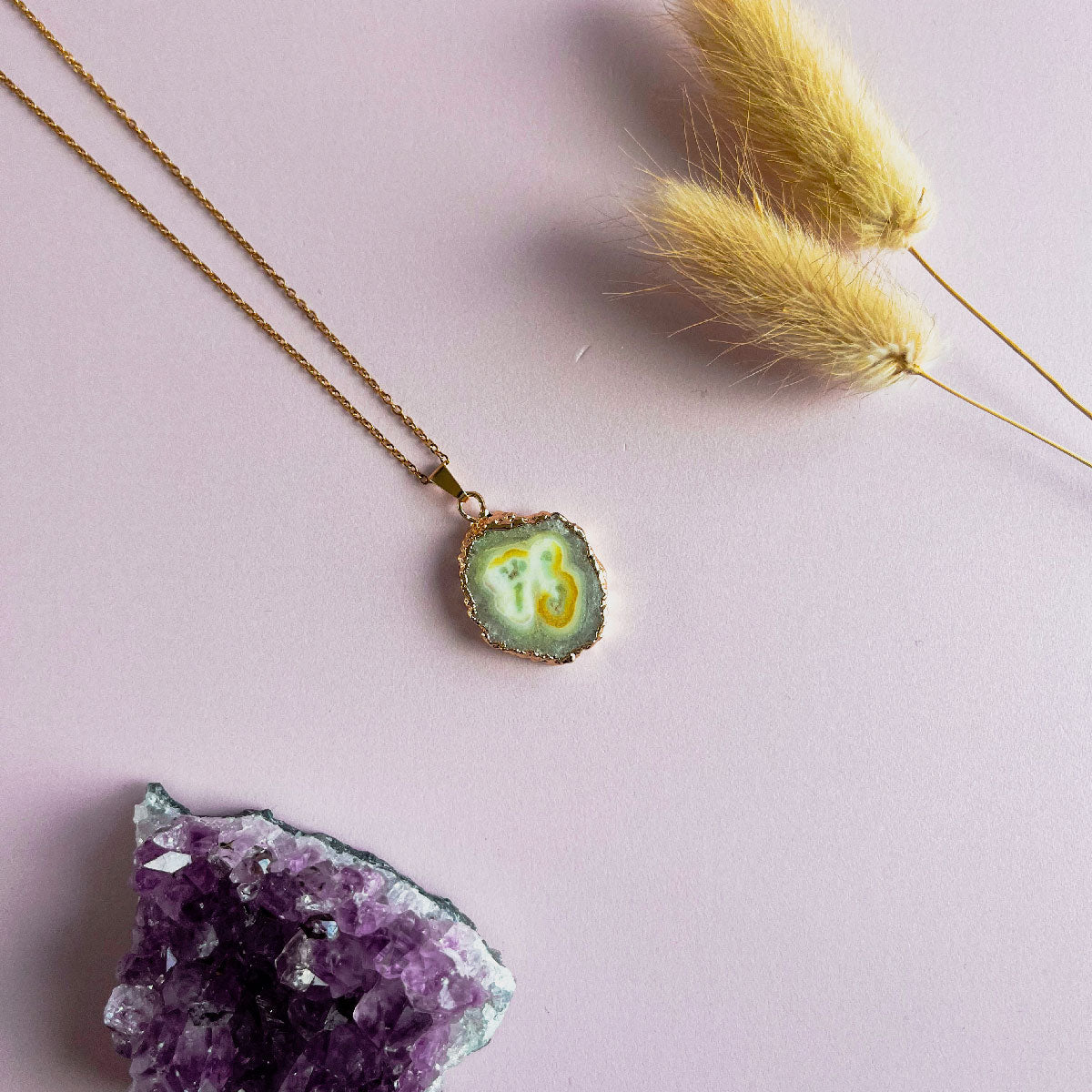 Agaat ketting geel - goud (one of a kind)