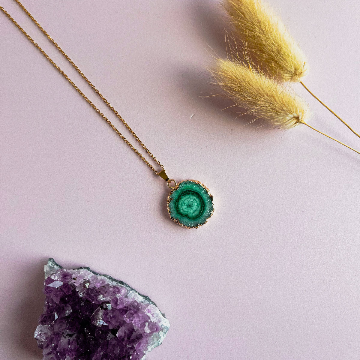 Agaat ketting groen - goud (one of a kind)