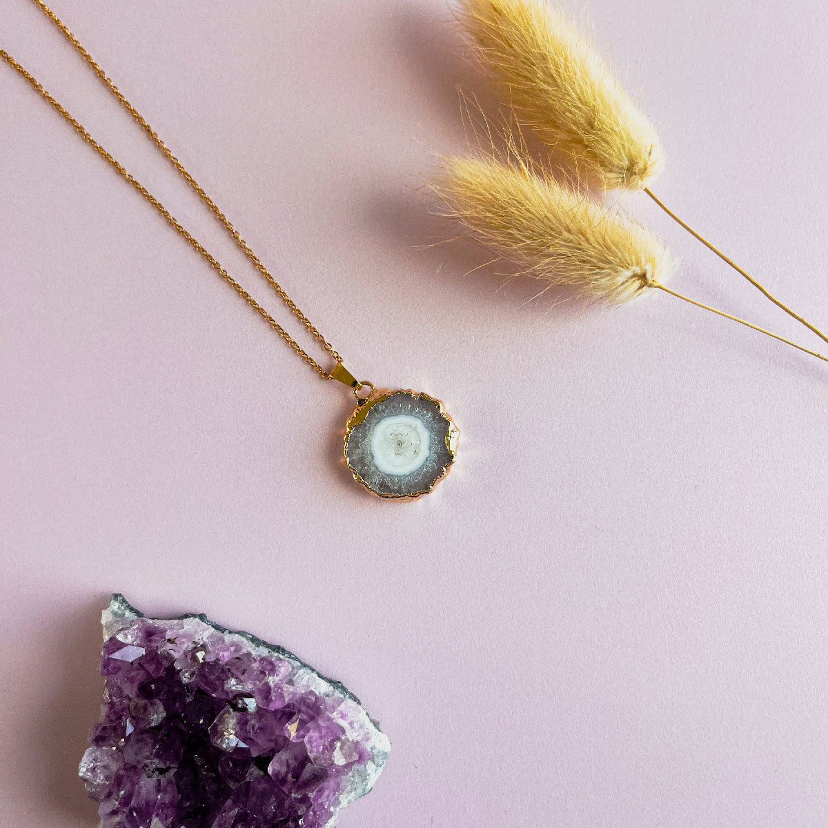 Agaat ketting wit 3 - goud (one of a kind)