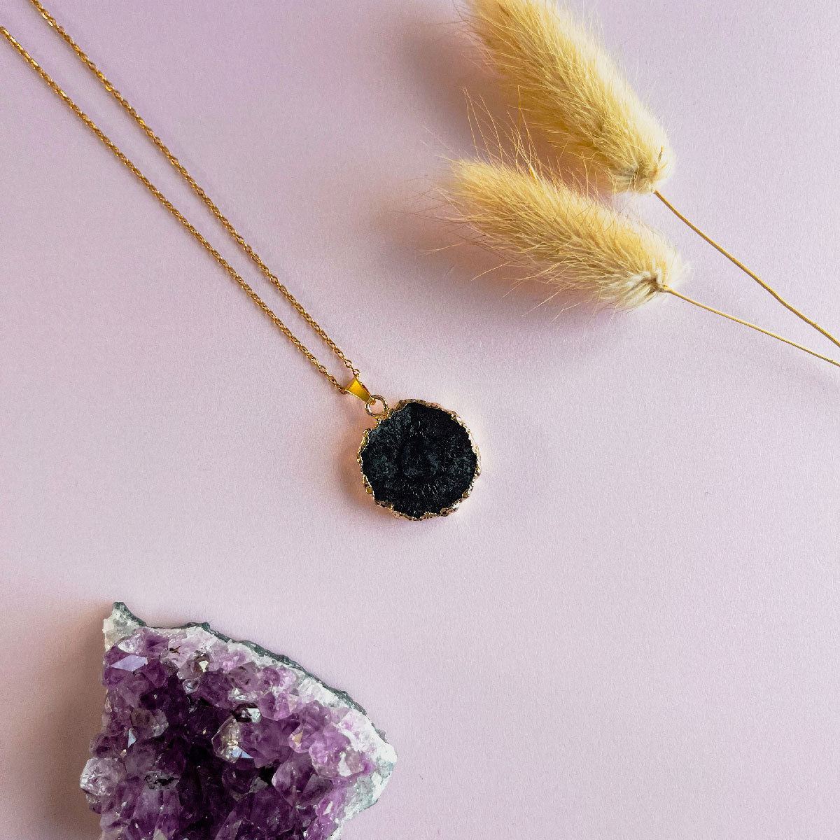 Agaat ketting zwart - goud (one of a kind)