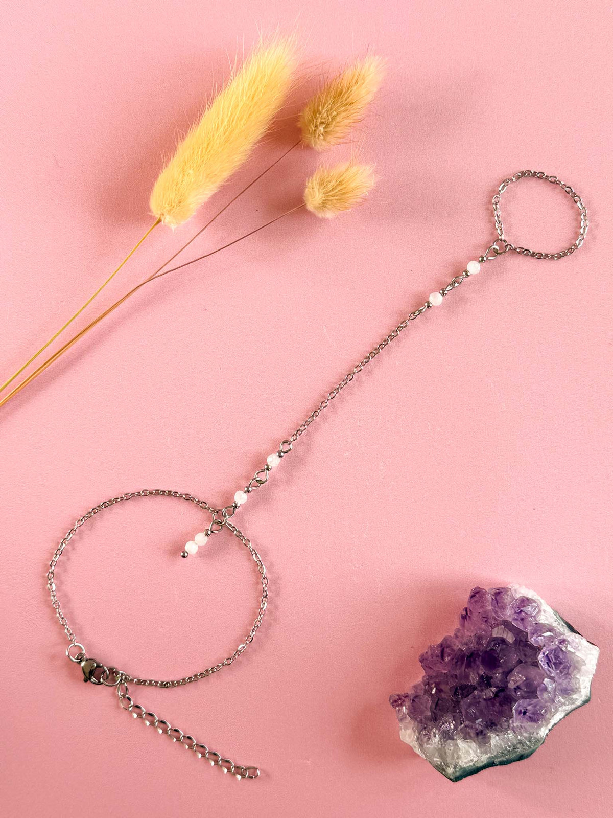 Emma Maansteen Hand Chain - zilver