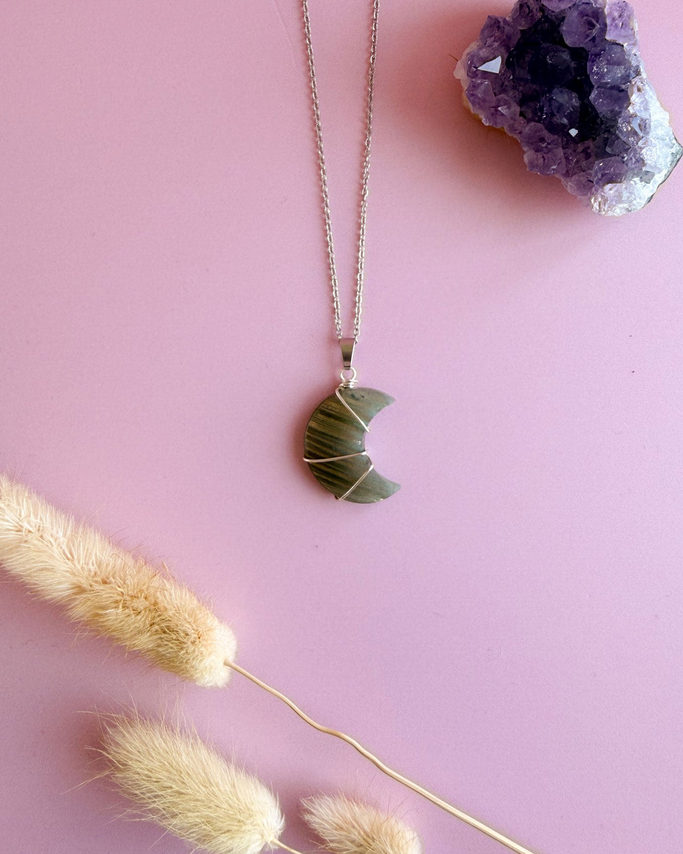 Labradoriet maan 2 - zilver (one of a kind)