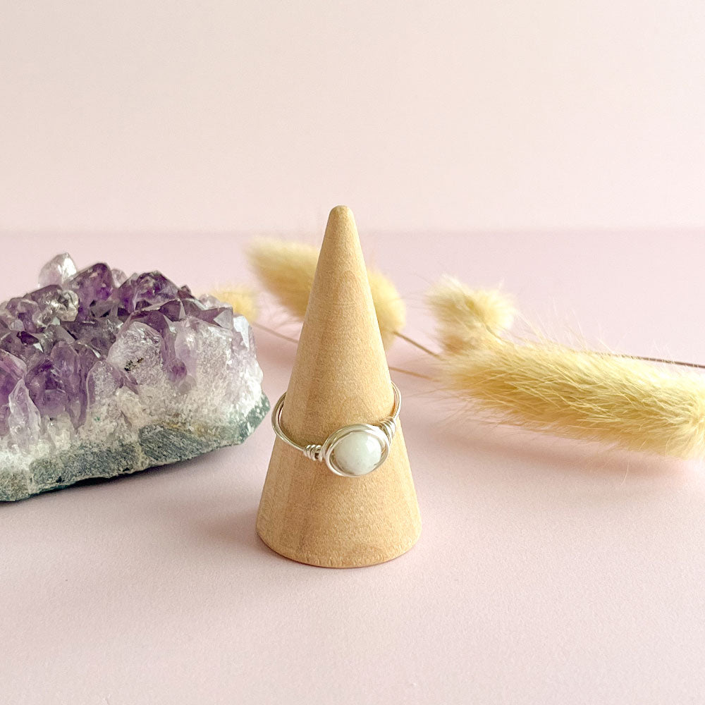 Regenboog maansteen ring zilver