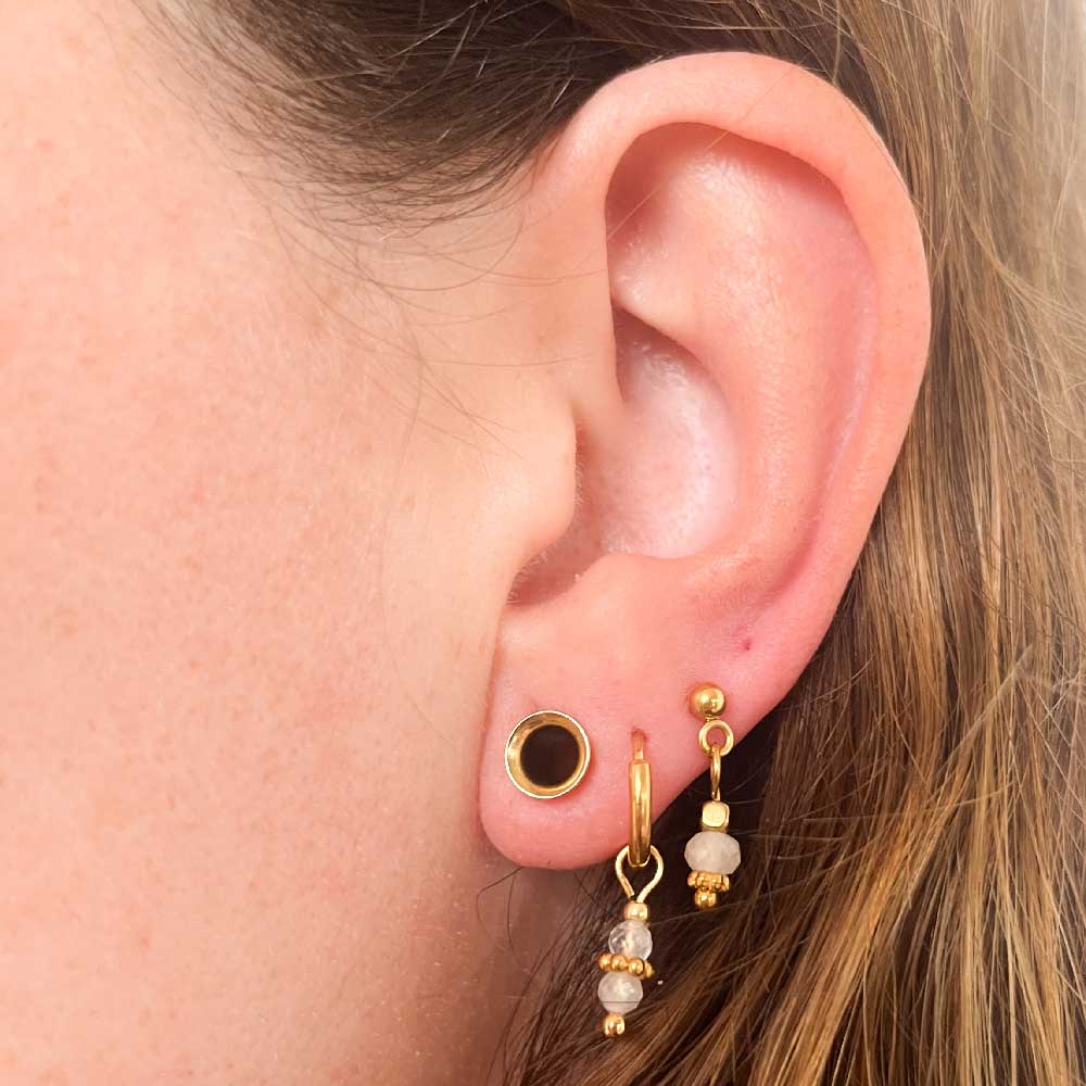 Noa oorknopjes perzik maansteen - goud