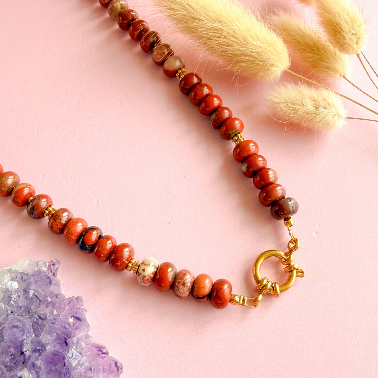 Nyla ketting goud- rode jaspis - grounding energy