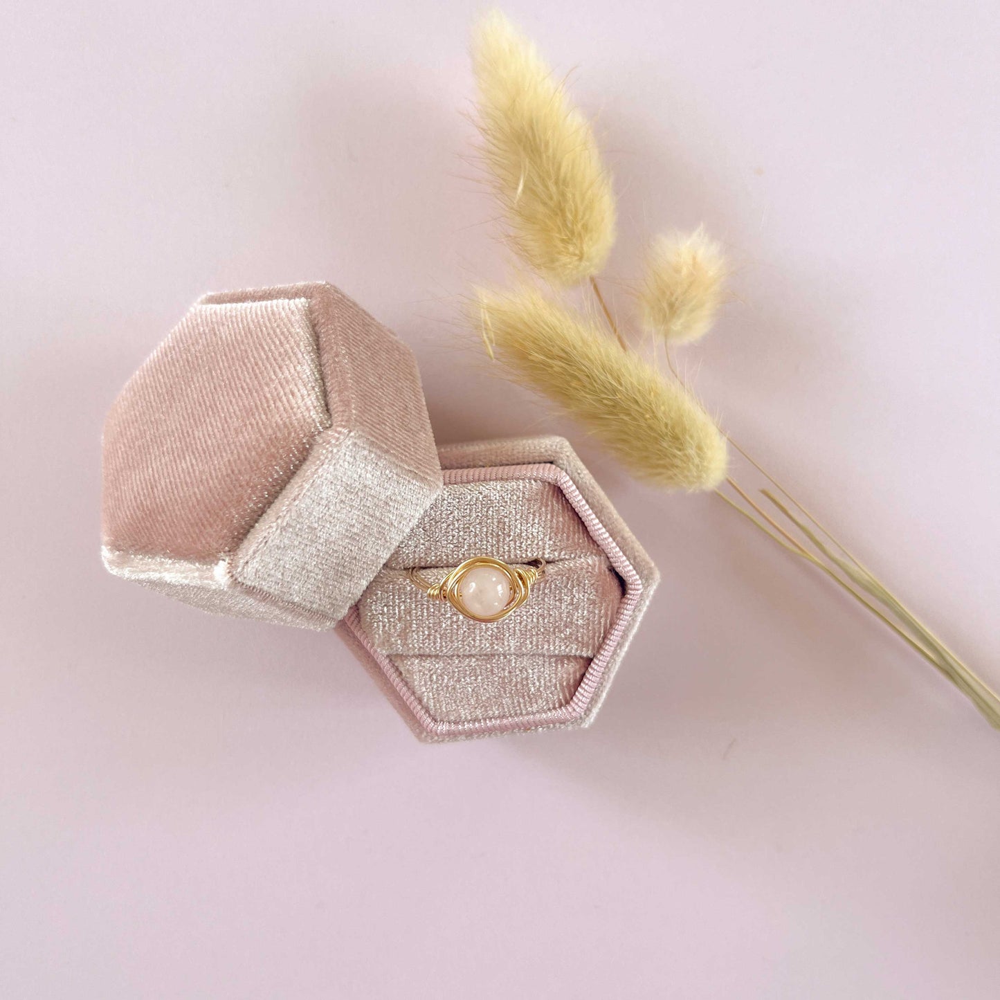 Rozenkwarts ring goud