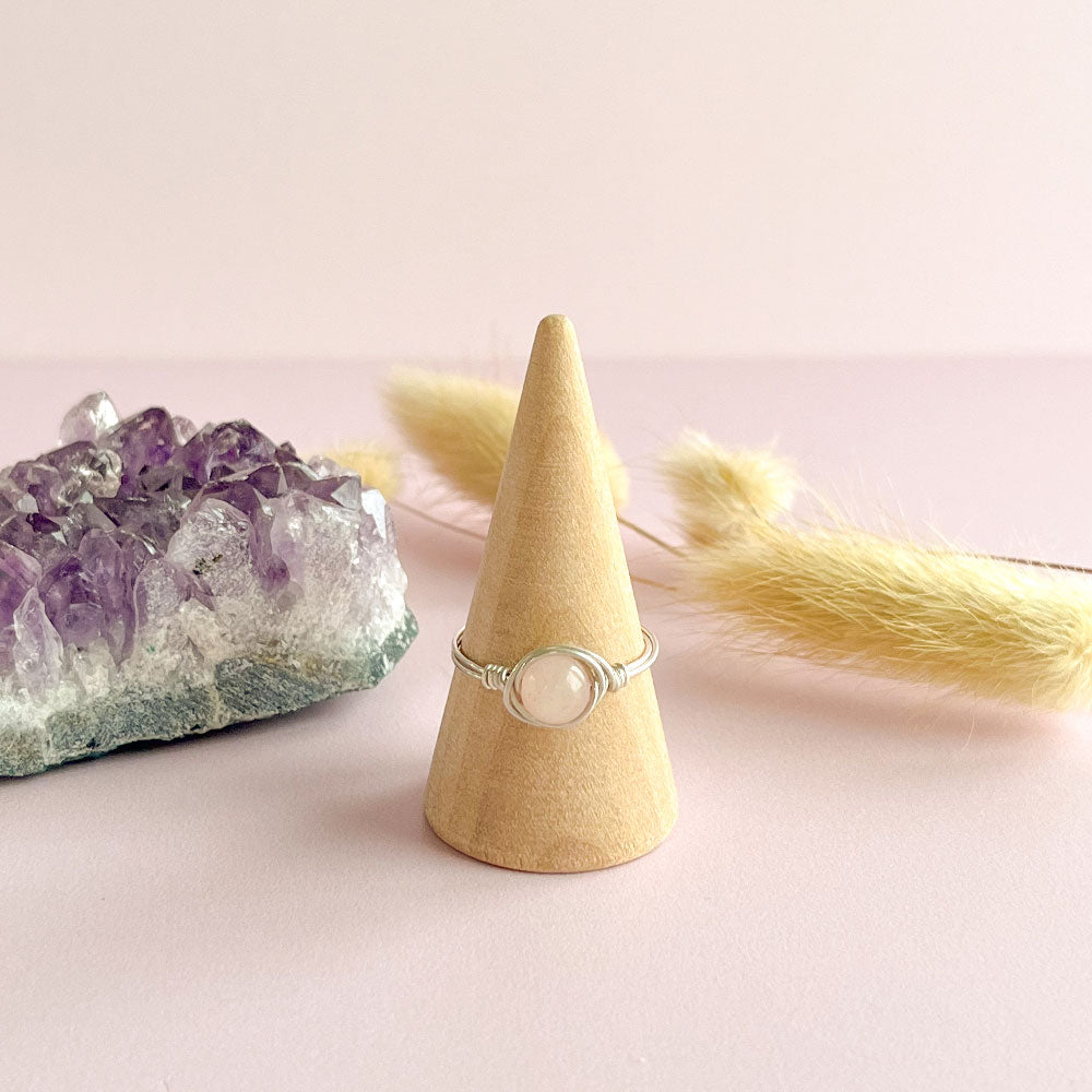 Rozenkwarts ring zilver