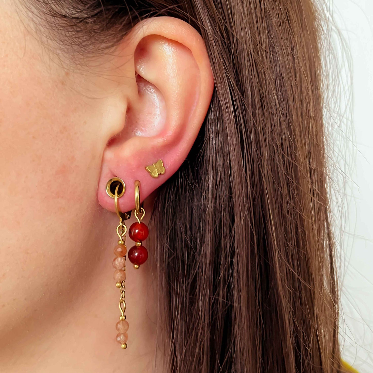 Carneool duo oorbellen