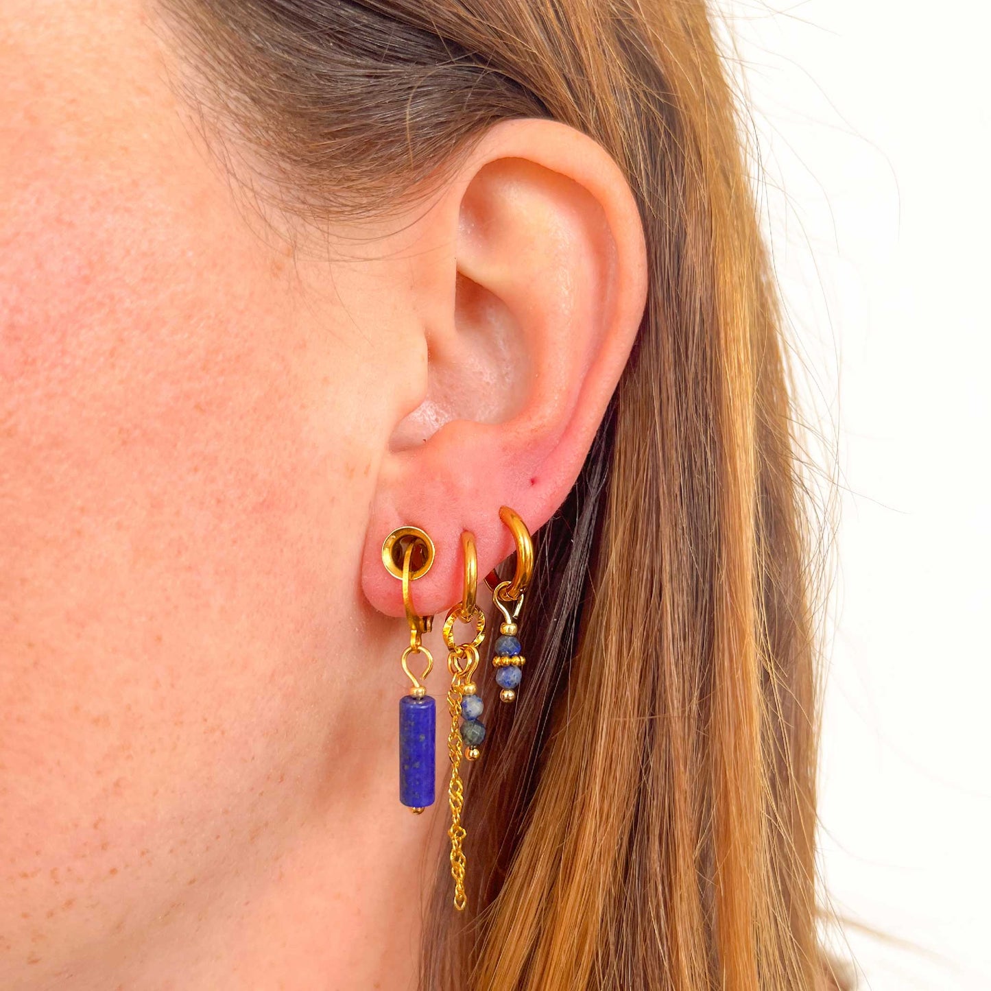 Selena oorbellen lapis lazuli - goud