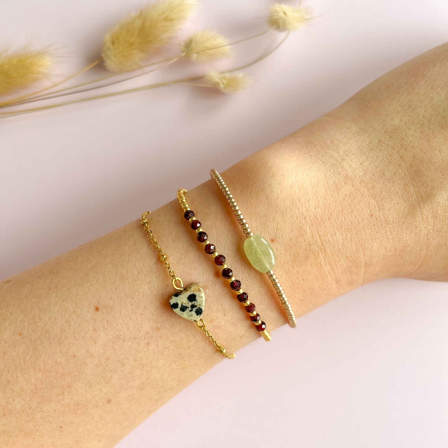 granaat armband goud