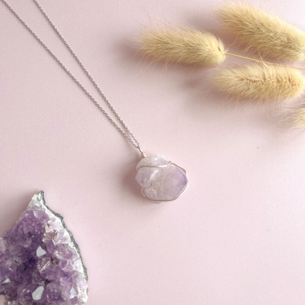 Amethist ketting - zilver (one of a kind)