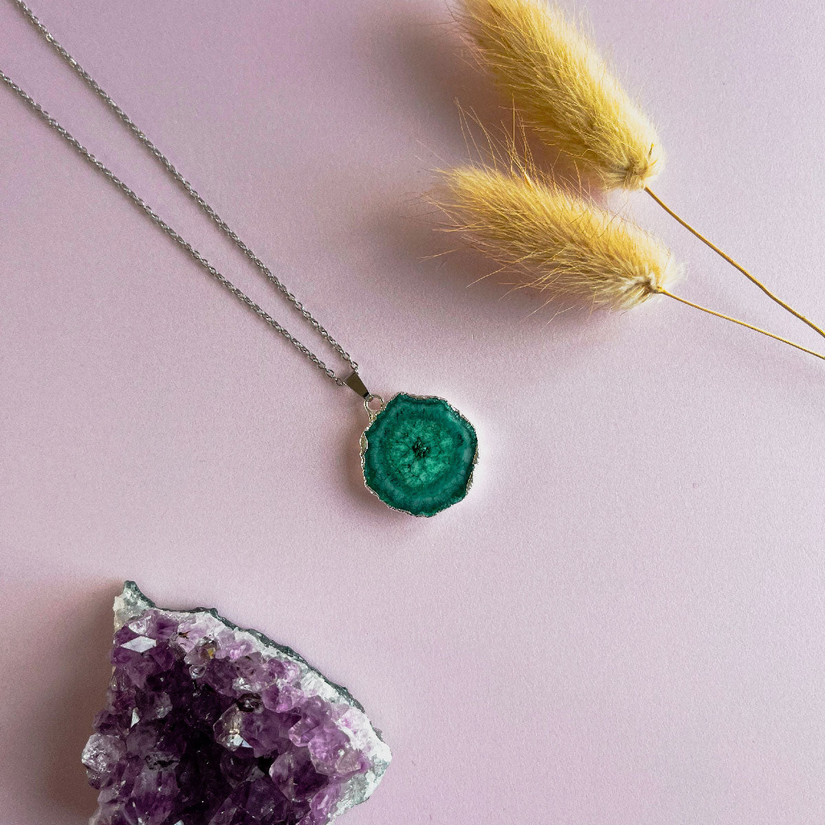 Agaat ketting groen - zilver (one of a kind)