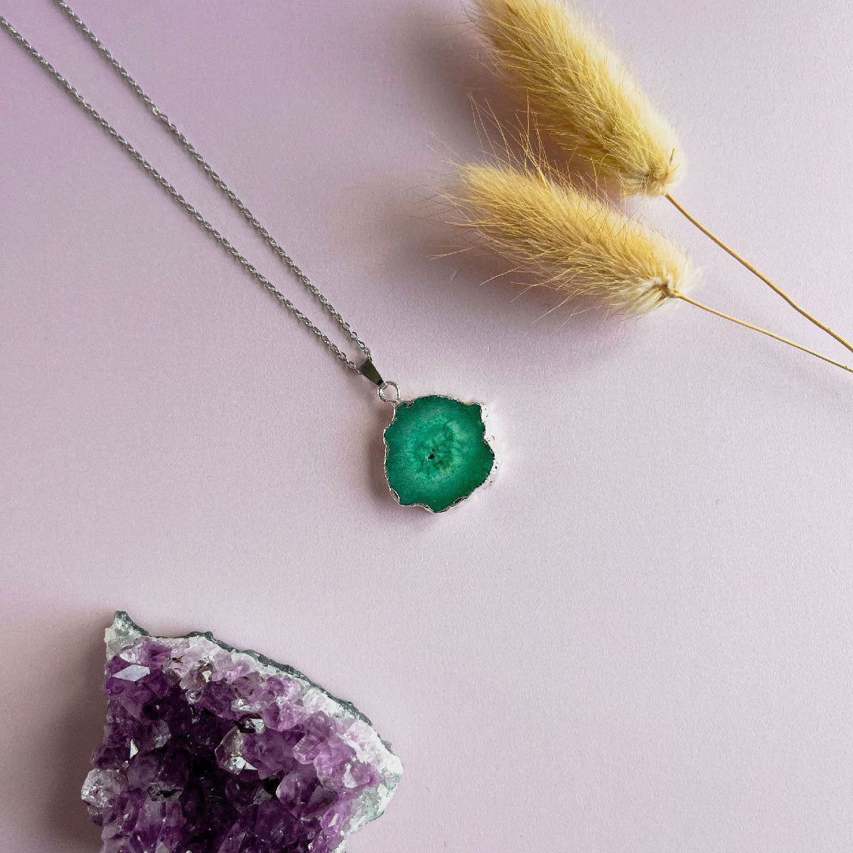 Agaat ketting groen 2 - zilver (one of a kind)