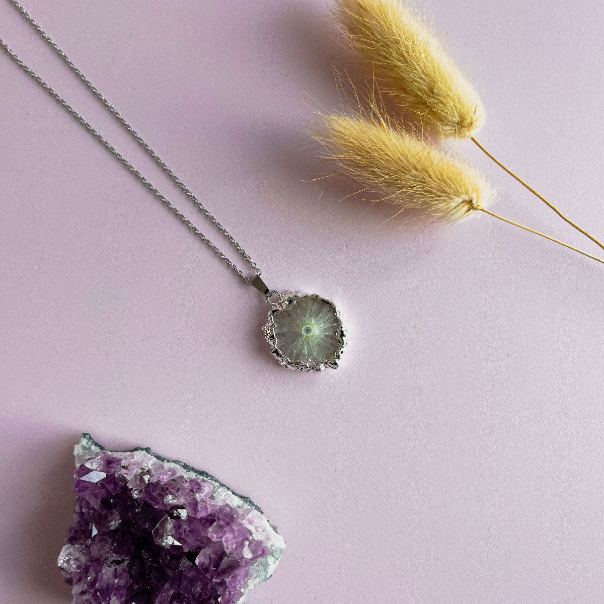 Agaat ketting wit - zilver (one of a kind)