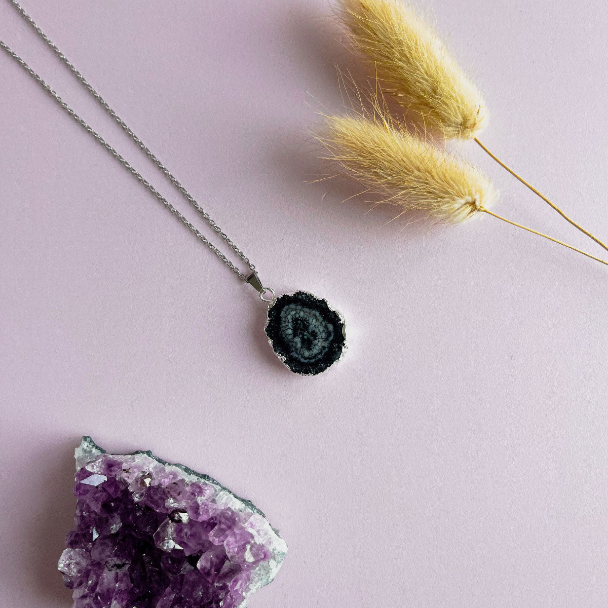 Agaat ketting zwart 2 - zilver (one of a kind)