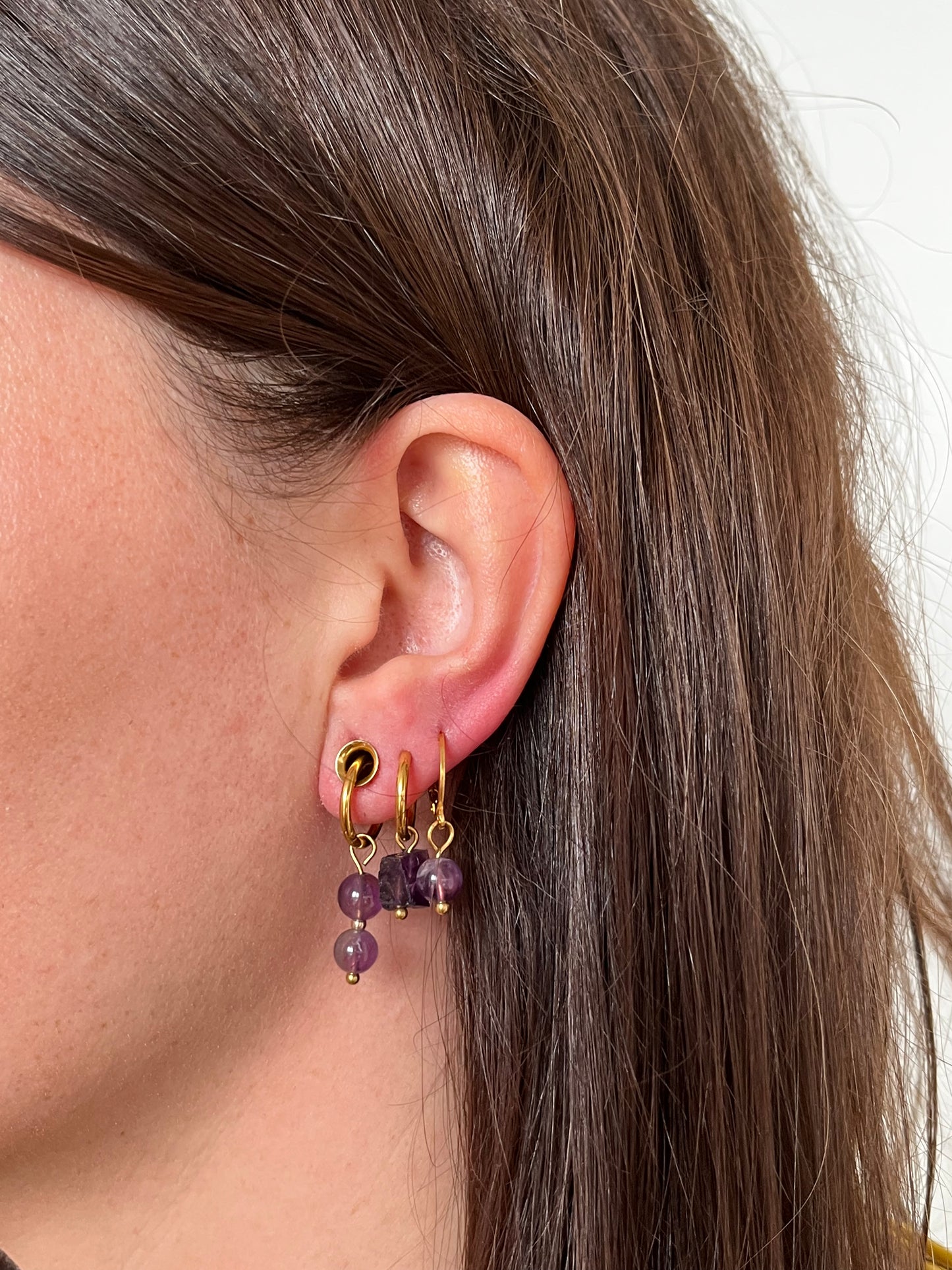 Amethist single oorbellen