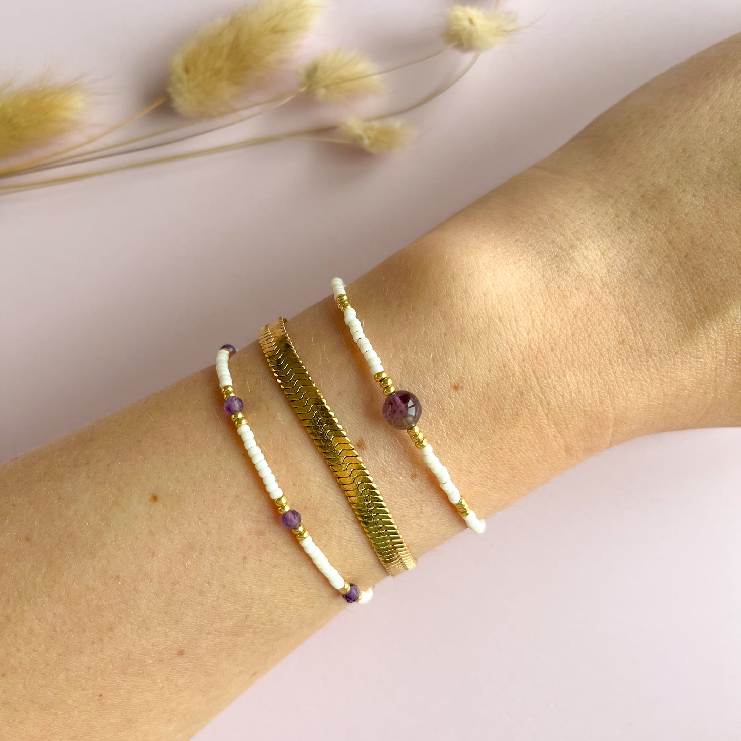 Amethist rond armband