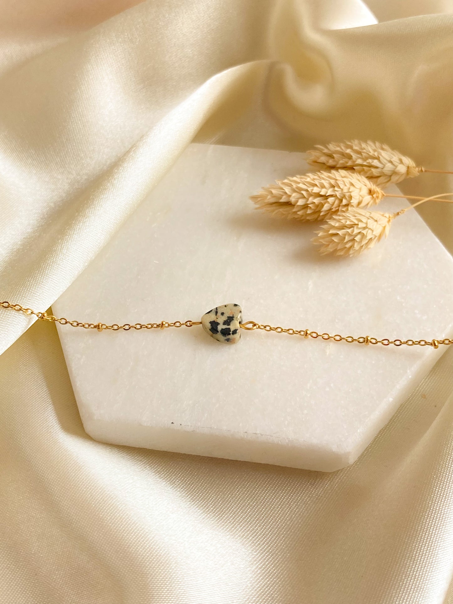 Dalmatier jaspis hart armband - goud