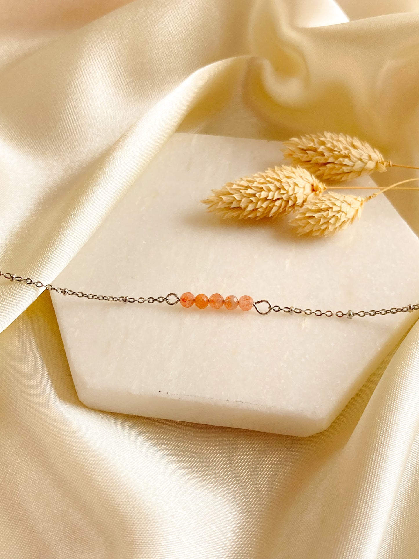 Zonnesteen armband - zilver