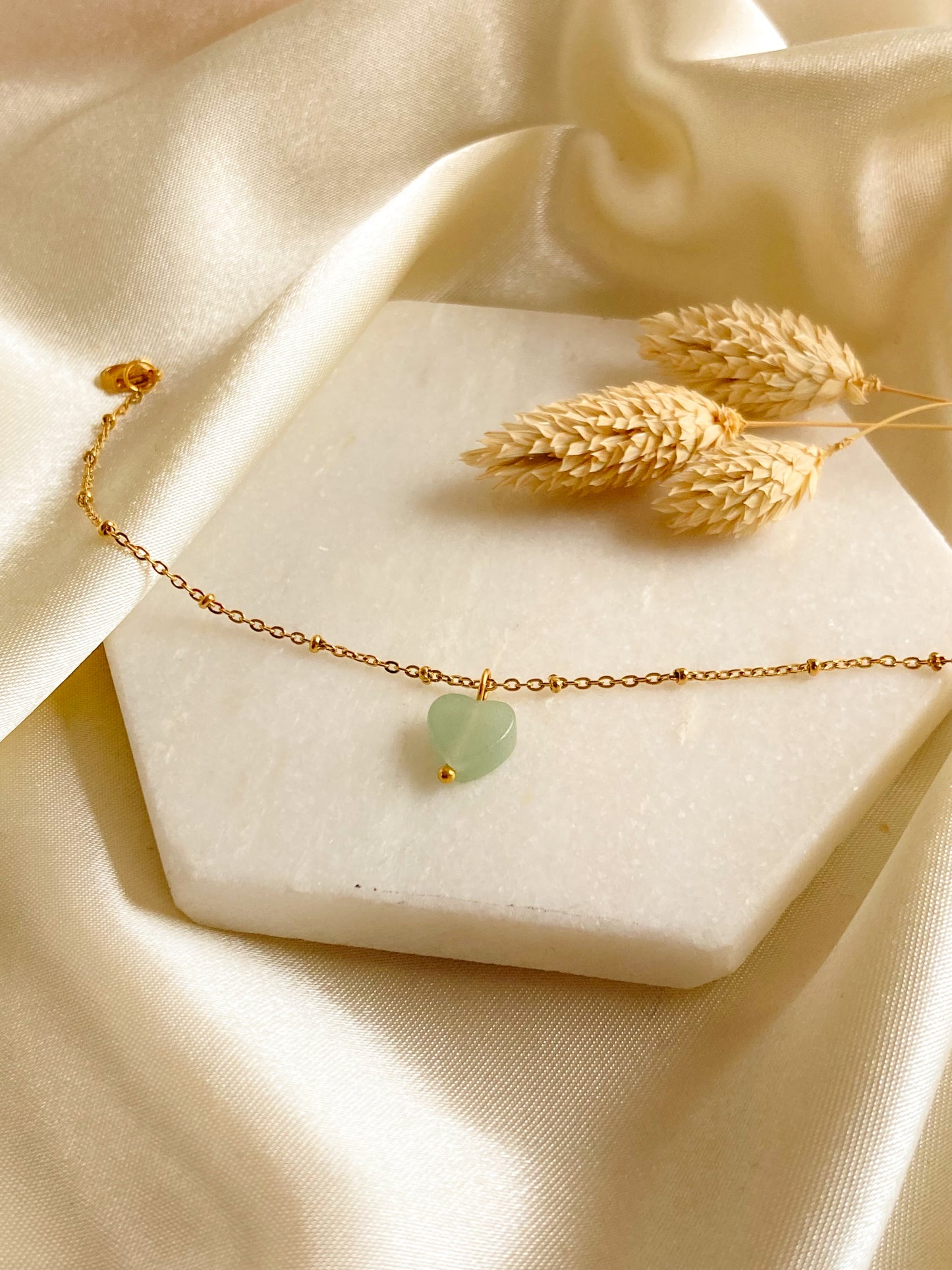 Aventurijn hart enkelbandje goud