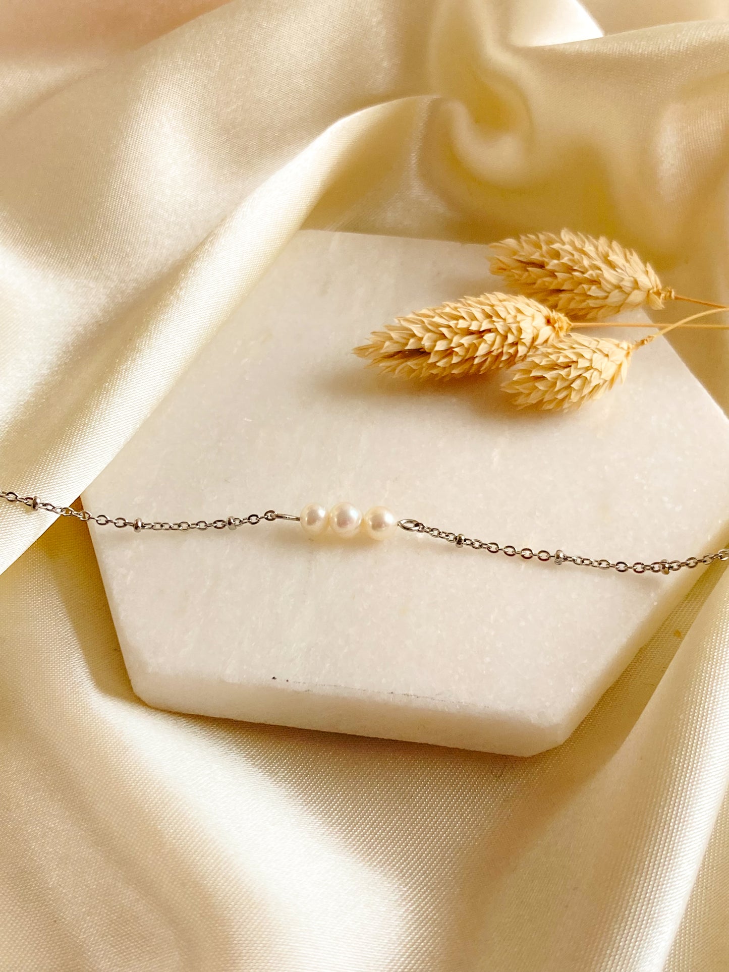 Parel armband - zilver