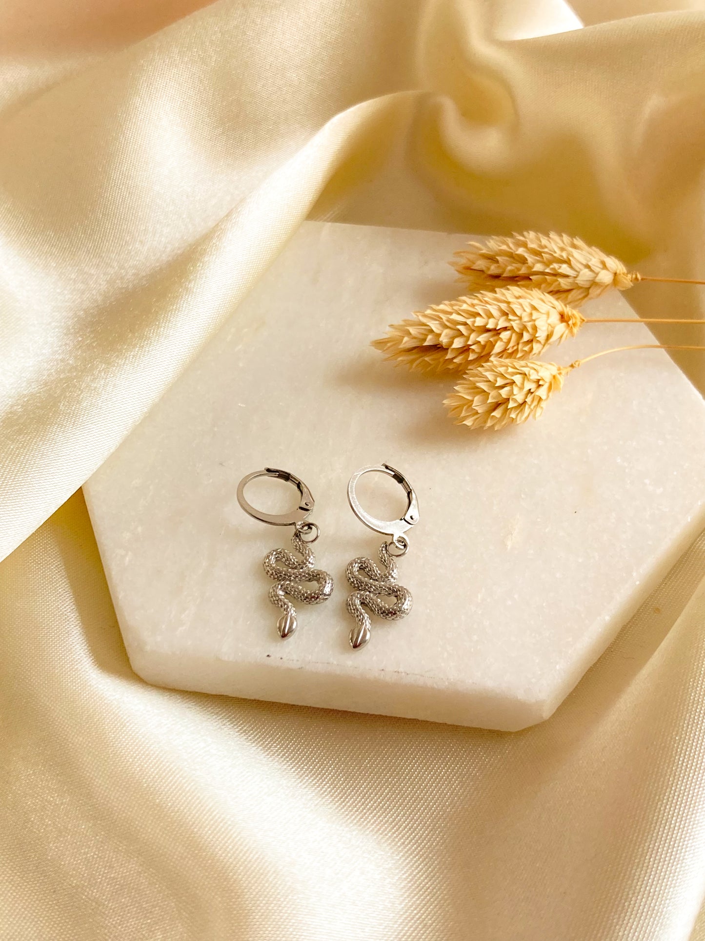 Snake oorbellen zilver