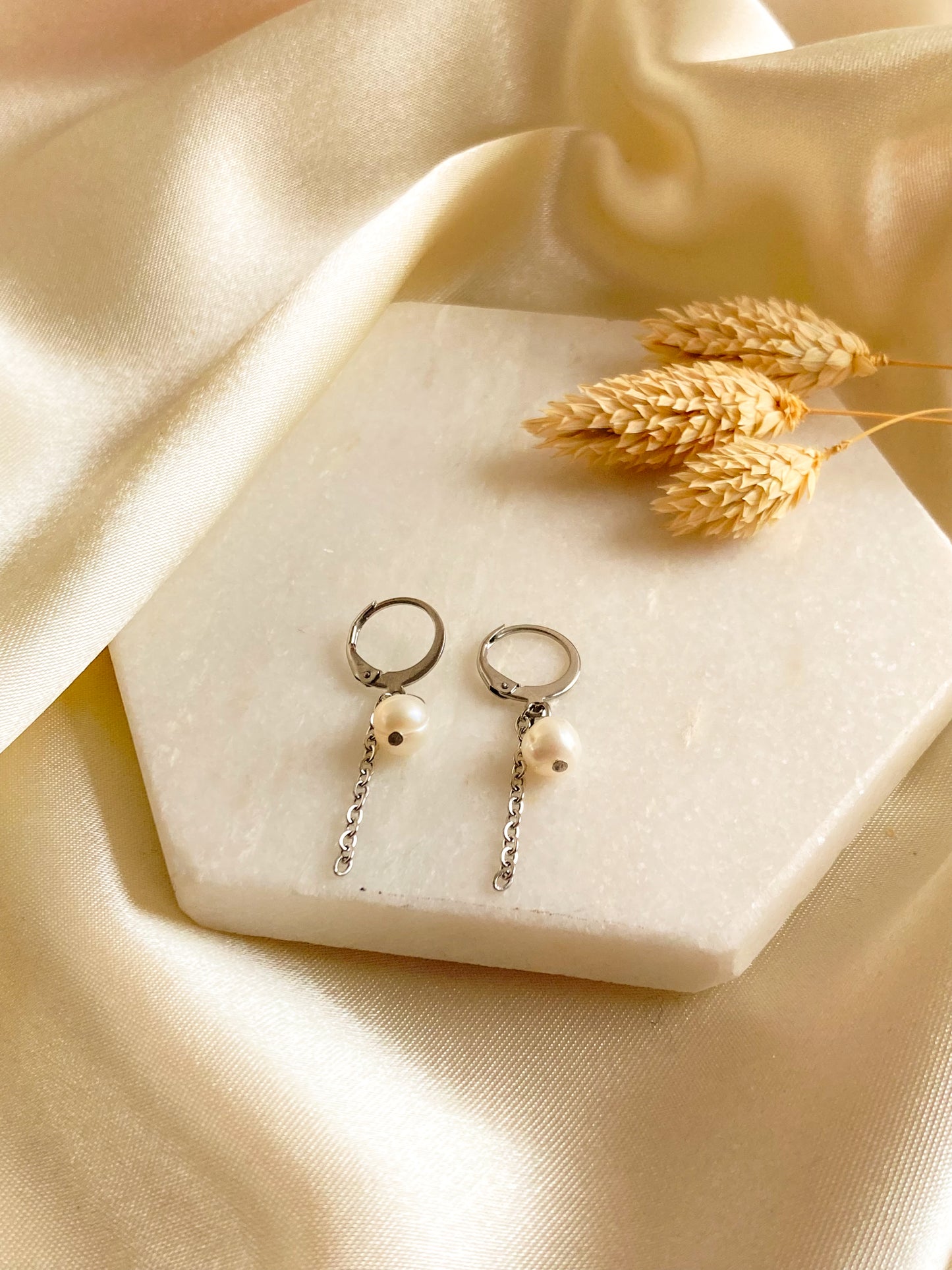 parel oorbellen zilver