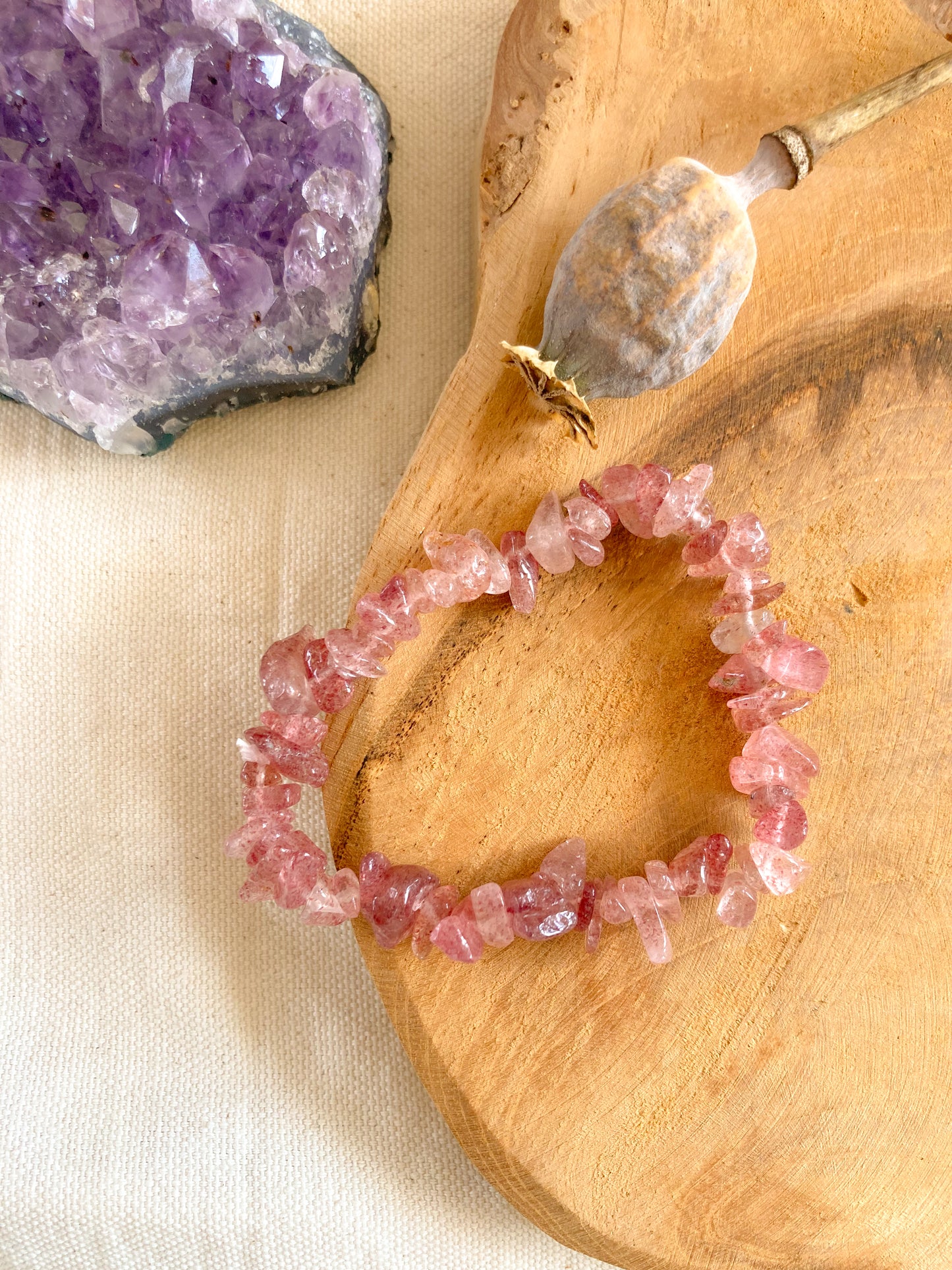 Aardbeienkwarts chipstone armband