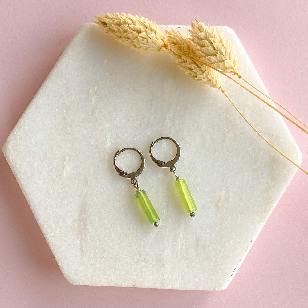 Agaat tube oorbellen zilver