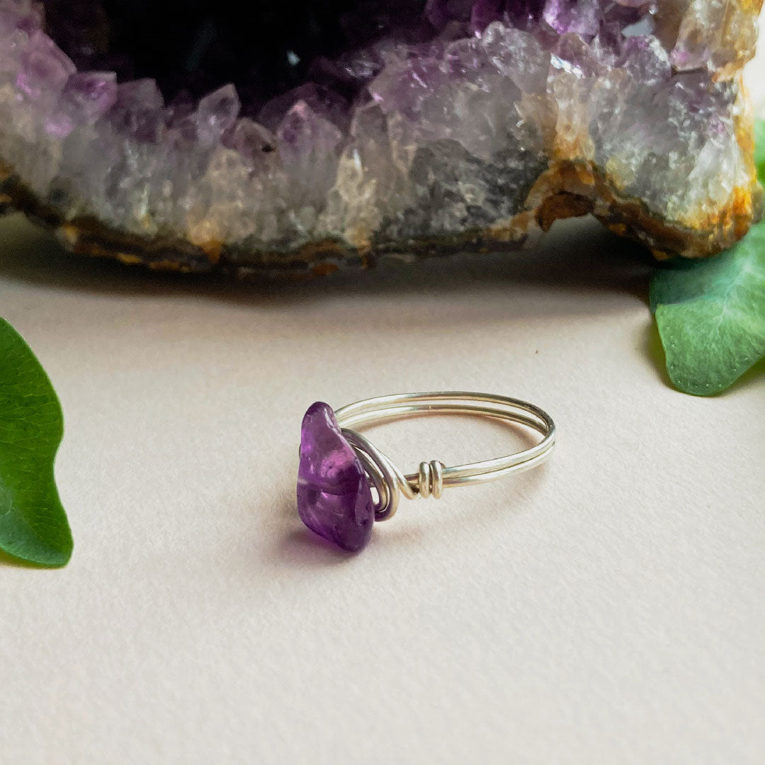 Amethist wire ring