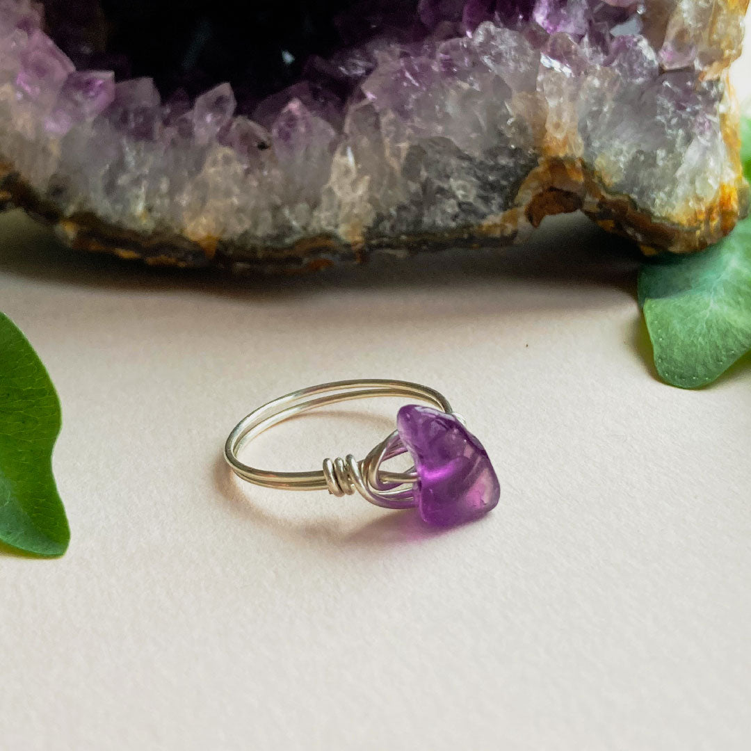 Amethist wire ring