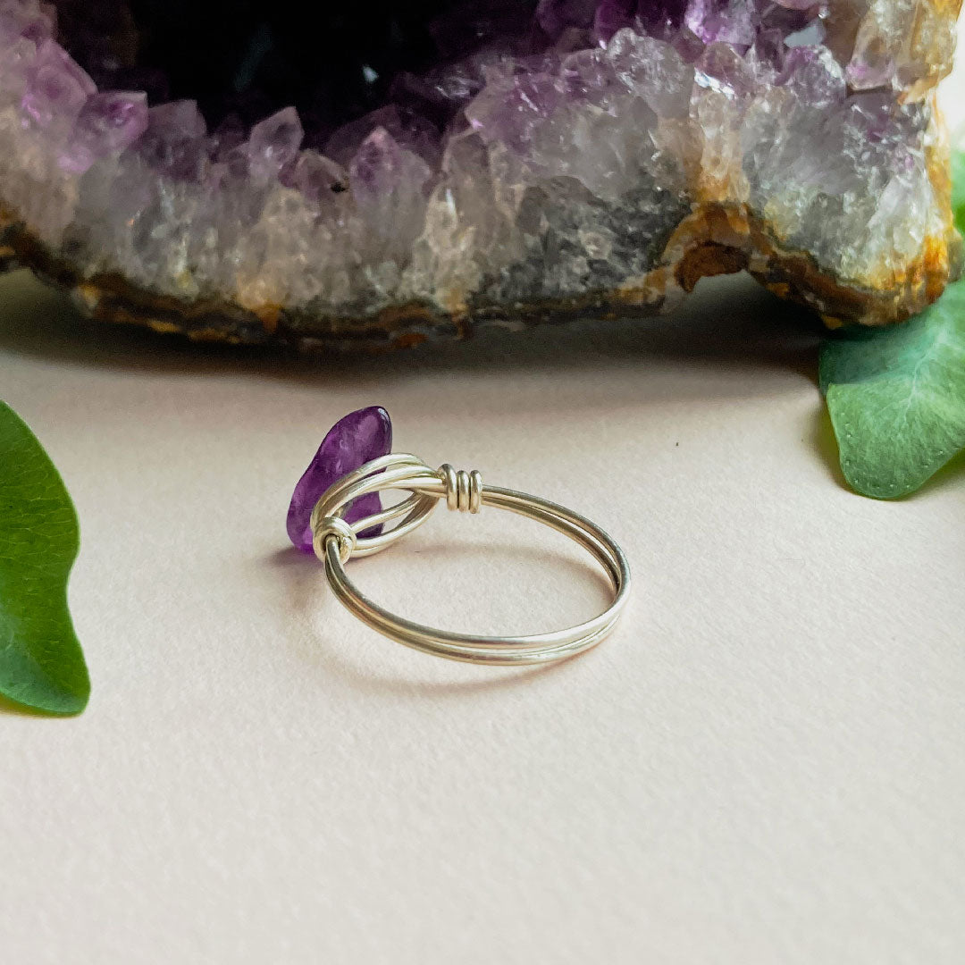 Amethist wire ring