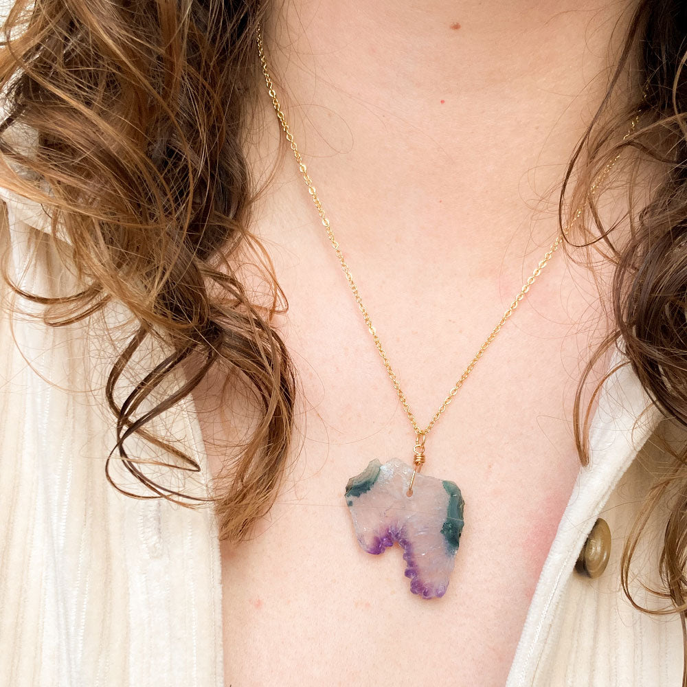 Amethist 2 ketting - goud (one of a kind)