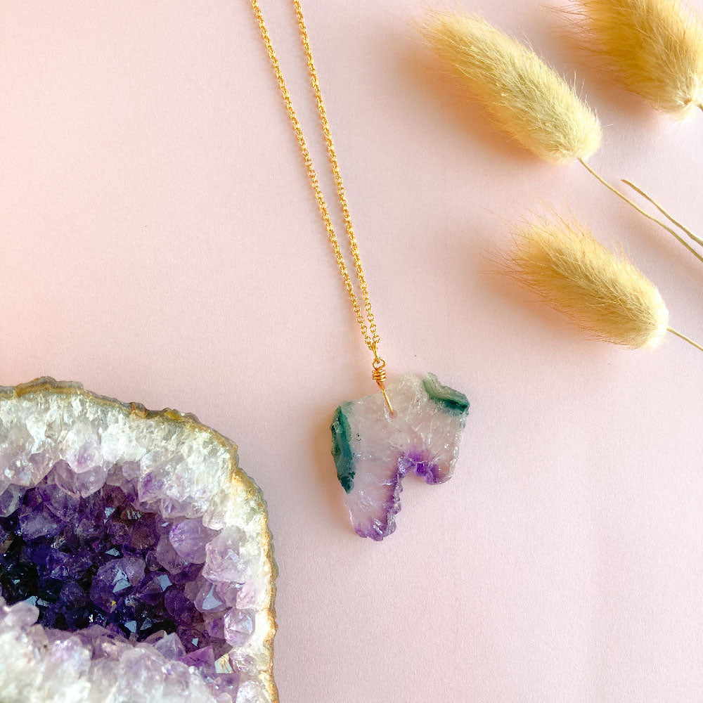 Amethist 2 ketting - goud (one of a kind)