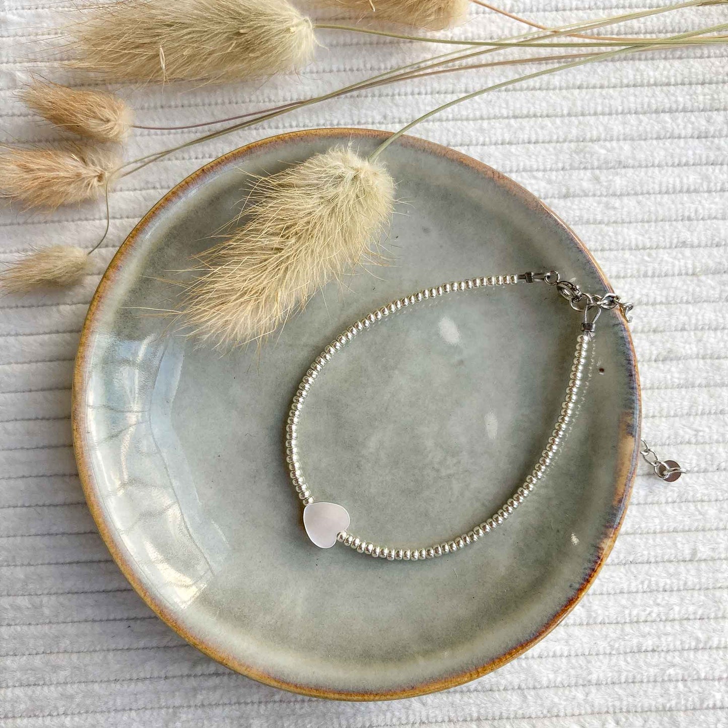 schelp hart armband zilver