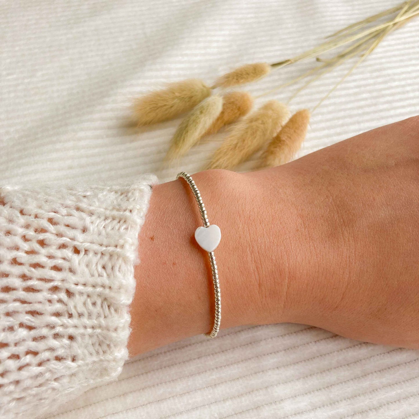 schelp hart armband zilver