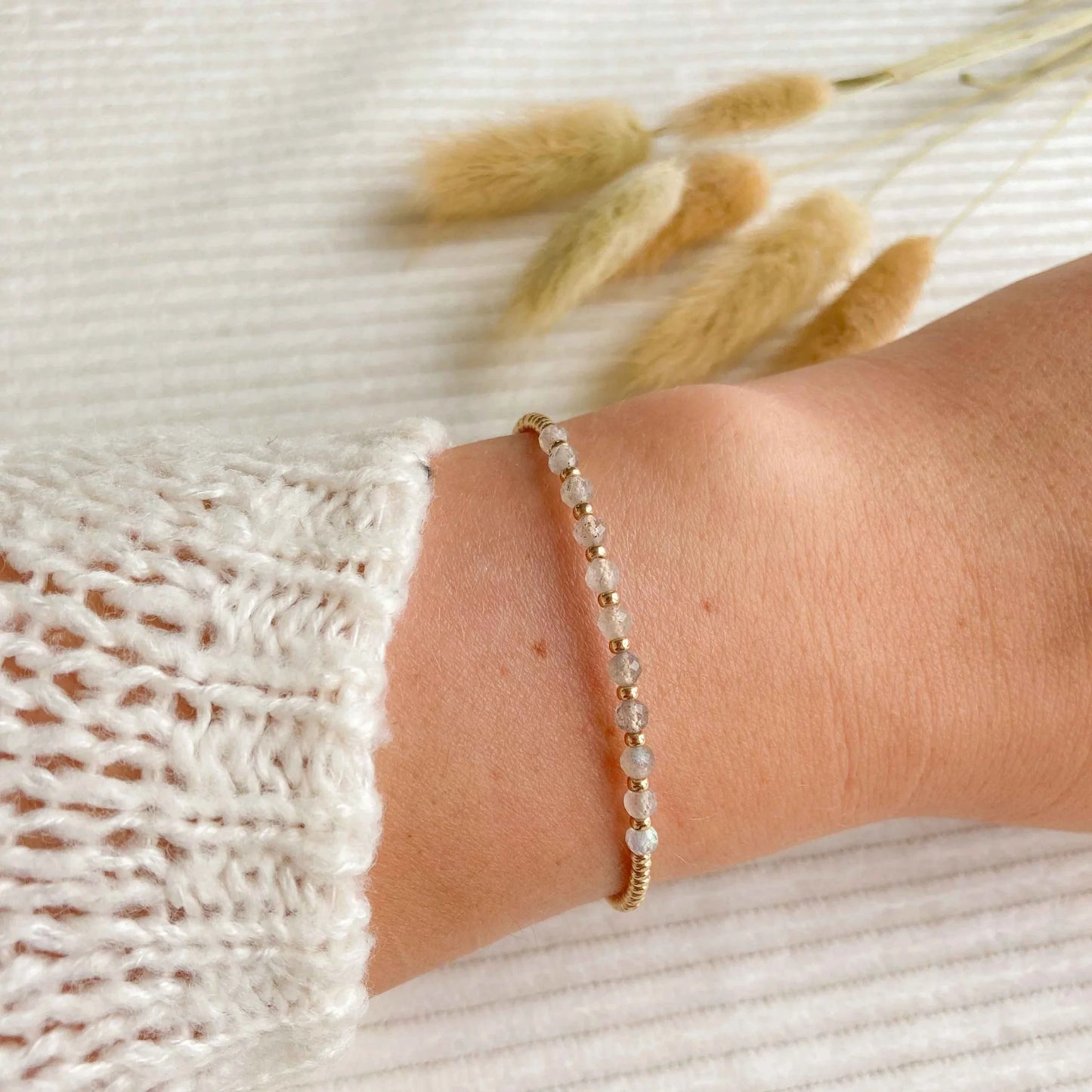 labradoriet armband goud