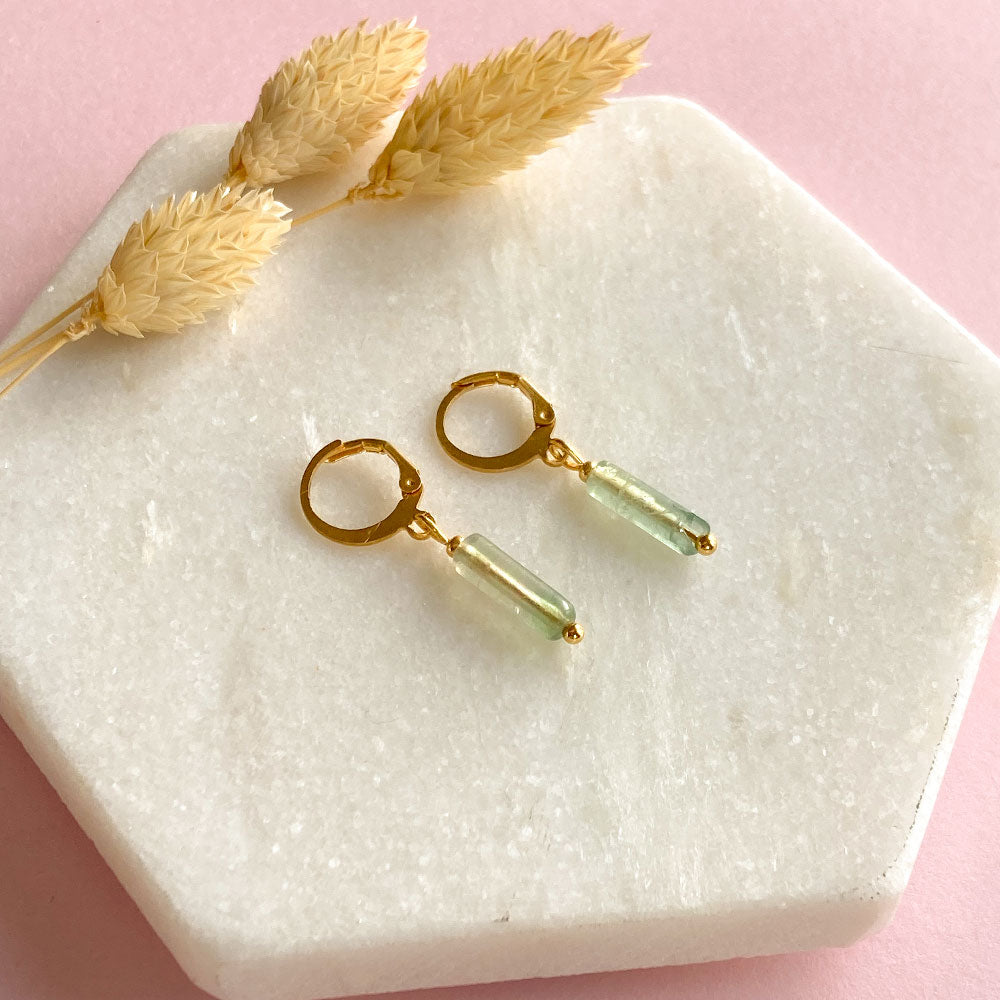 Fluoriet tube oorbellen goud