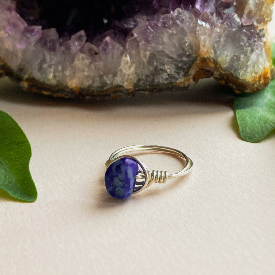 Lapis lazuli wire ring