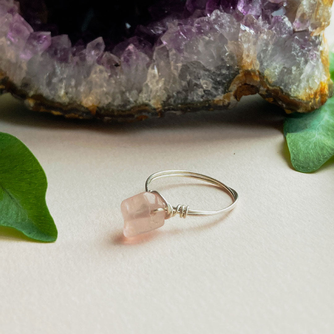 Rozenkwarts wire ring