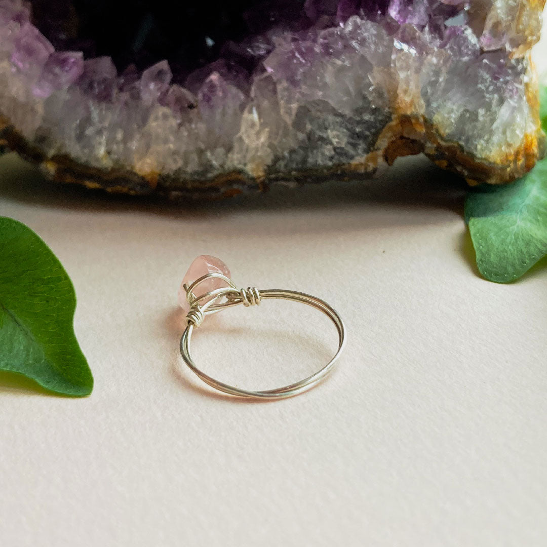 Rozenkwarts wire ring