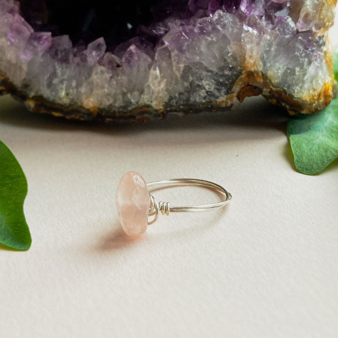 Rozenkwarts wire ring