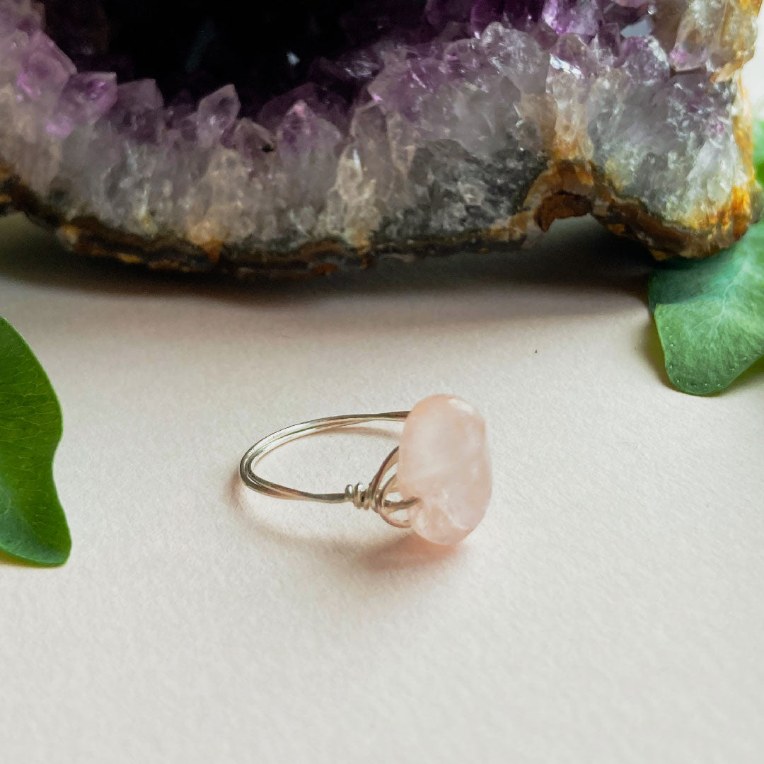 Rozenkwarts wire ring
