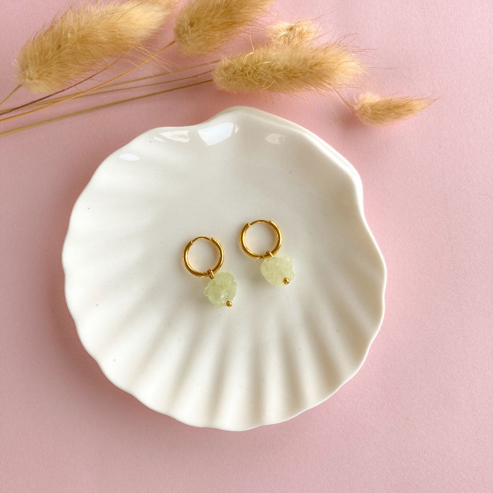 Ruwe rozenkwarts oorbellen zilver